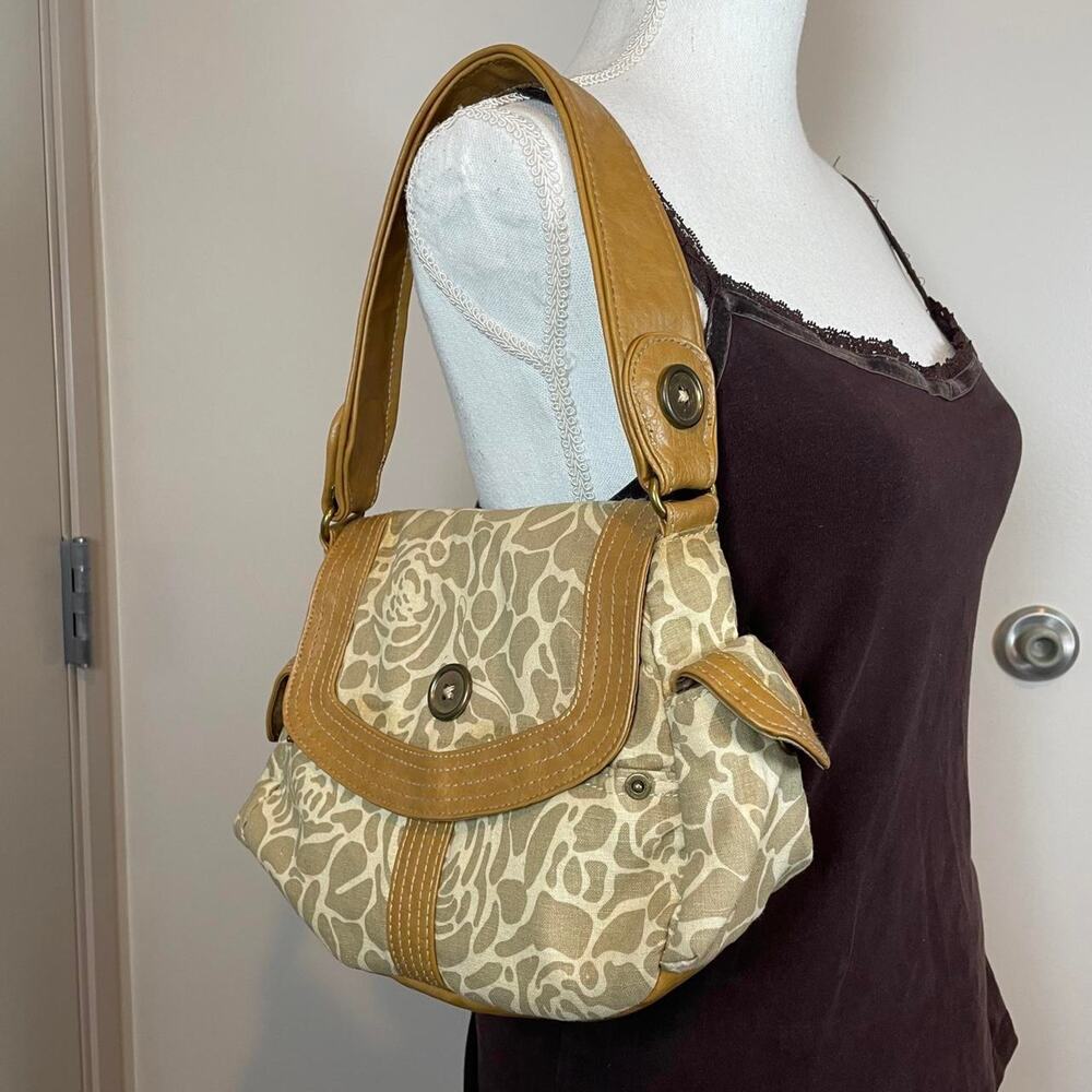 Tan Button Detail Boho Tuscan Mom Purse Shoulder Bag